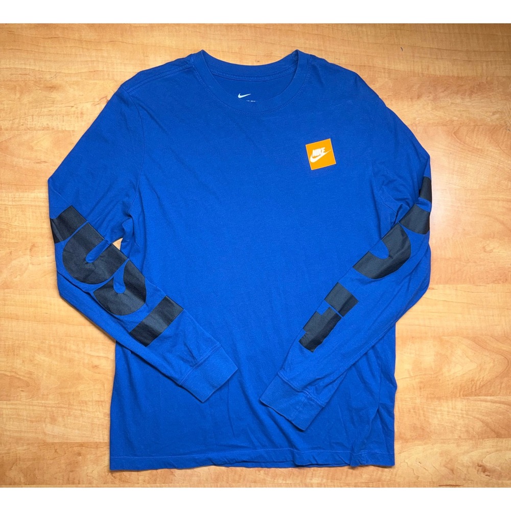 Nike Mens Just Do It Long Sleeve Graphic T-Shirt Blue Large AR5006-480